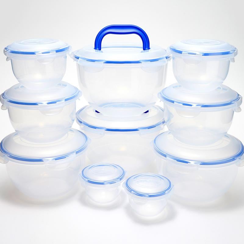 LocknLock 10-Pc Nestable Colored Body Tulip Bowls w/ (2) Handle Lids