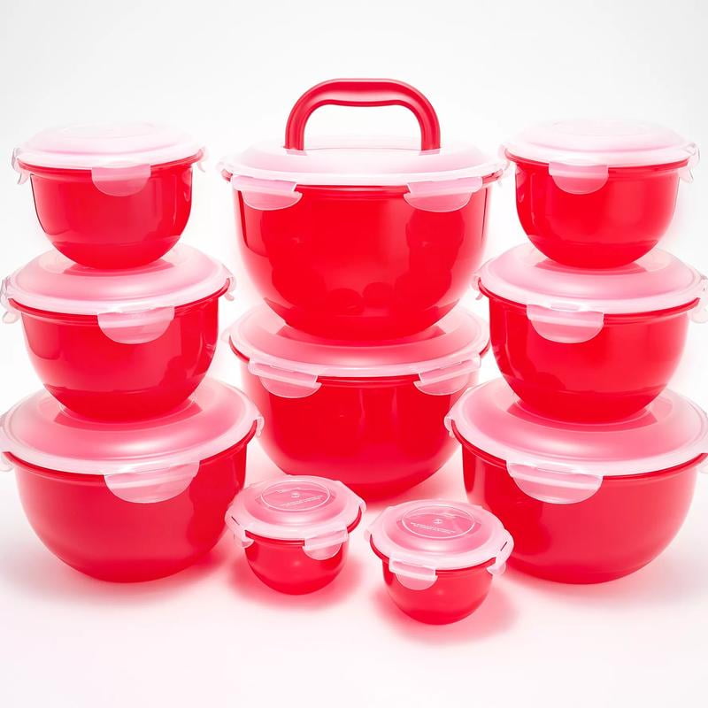 LocknLock 10-Pc Nestable Colored Body Tulip Bowls w/ (2) Handle Lids