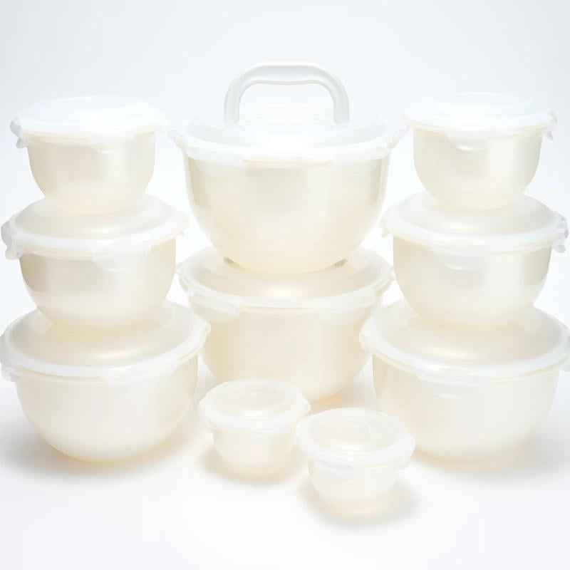 LocknLock 10-Pc Nestable Colored Body Tulip Bowls w/ (2) Handle Lids