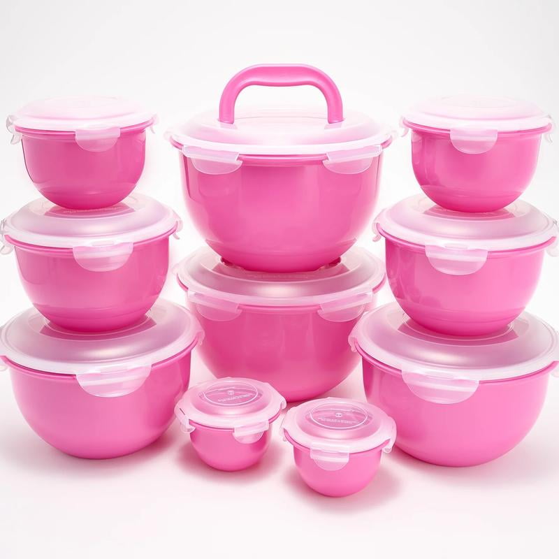 LocknLock 10-Pc Nestable Colored Body Tulip Bowls w/ (2) Handle Lids