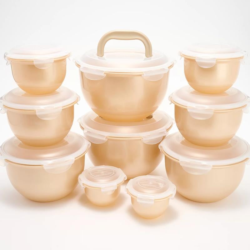 LocknLock 10-Pc Nestable Colored Body Tulip Bowls w/ (2) Handle Lids
