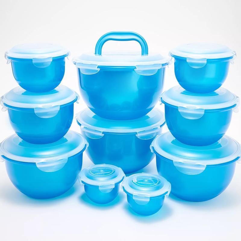 LocknLock 10-Pc Nestable Colored Body Tulip Bowls w/ (2) Handle Lids