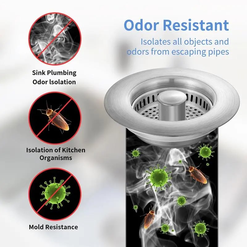 🔥LAST DAY 49% OFF-Upgraded 3 in 1 Kitchen Sink Drain Strainer