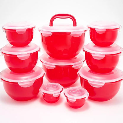 LocknLock 10-Pc Nestable Colored Body Tulip Bowls w/ (2) Handle Lids