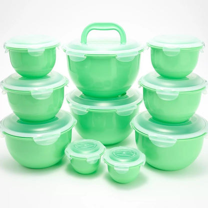 LocknLock 10-Pc Nestable Colored Body Tulip Bowls w/ (2) Handle Lids